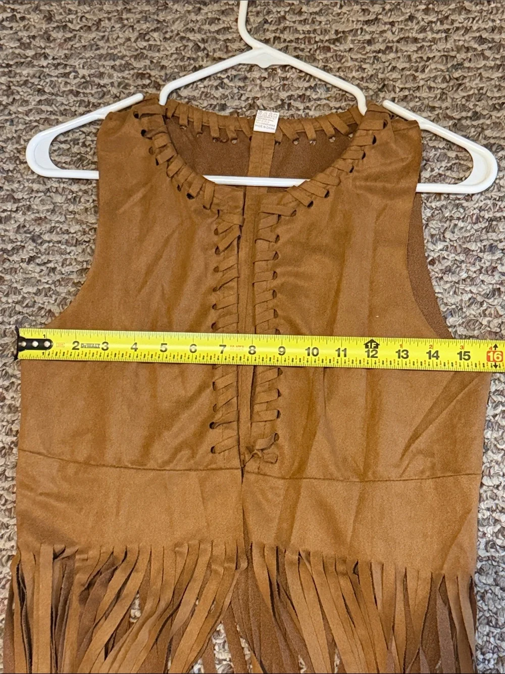 Fringe Brown Faux Suede Vest Size S